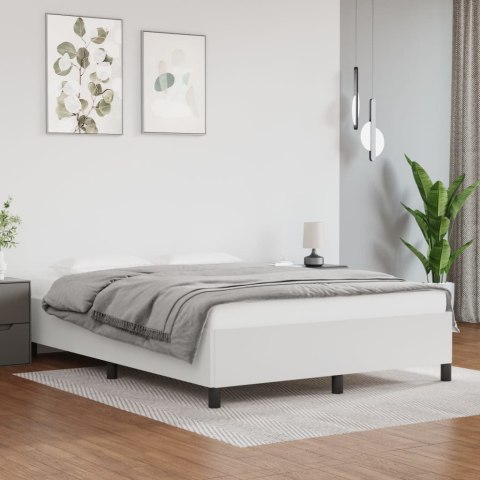 Rama łóżka, biała, 140x200 cm, obita sztuczną skórą