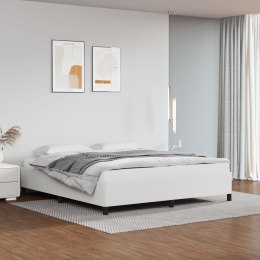 Rama łóżka, biała, 160x200 cm, obite sztuczną skórą