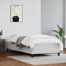 Rama łóżka, biała, 90x190 cm, obite sztuczną skórą