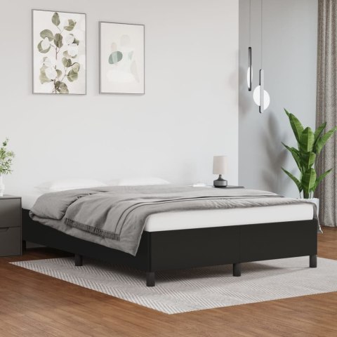 Rama łóżka, czarna, 140x200 cm, obita sztuczną skórą