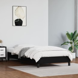 Rama łóżka, czarna, obita sztuczną skórą, 80x200 cm