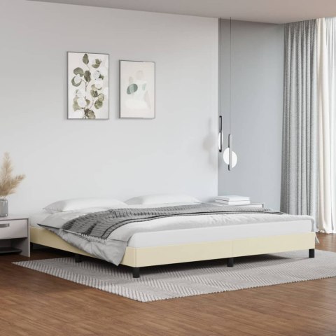 Rama łóżka, kremowe, 200x200 cm, obite sztuczną skórą