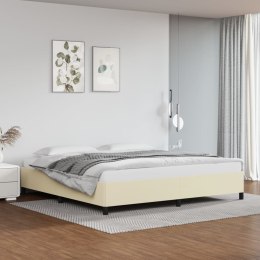 Rama łóżka, kremowe, 200x200 cm, obite sztuczną skórą