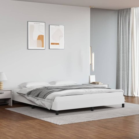 Rama łóżka, biała, 180x200 cm, obite sztuczną skórą