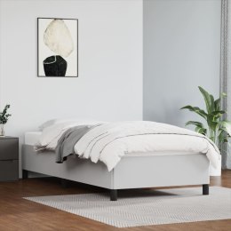 Rama łóżka, biała, 90x200 cm, obite sztuczną skórą