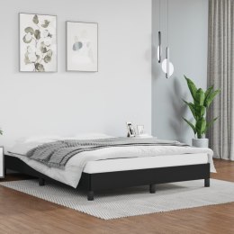 Rama łóżka, czarna, 140x200 cm, obita sztuczną skórą