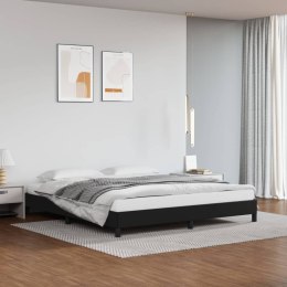 Rama łóżka, czarna, 180x200 cm, obite sztuczną skórą