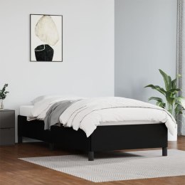 Rama łóżka, czarna, 90x200 cm, obite sztuczną skórą