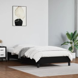 Rama łóżka, czarna, 90x200 cm, obite sztuczną skórą