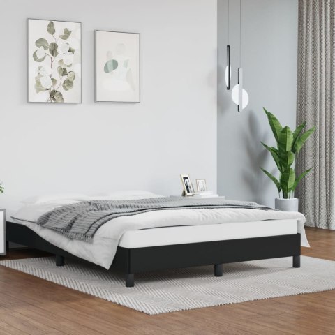 Rama łóżka, czarne, 140x190 cm, obite sztuczną skórą