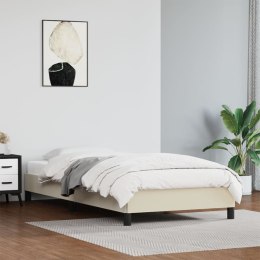 Rama łóżka, kremowa, obita sztuczną skórą, 80x200 cm