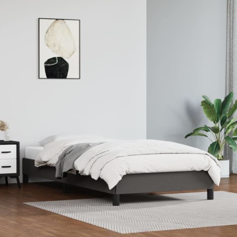 Rama łóżka, szara, 90x200 cm, obite sztuczną skórą