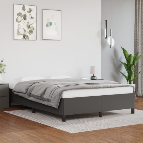 Rama łóżka, szare, 140x190 cm, obite sztuczną skórą