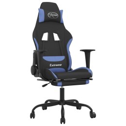 Fotel gamingowy z podnóżkiem i masażem, czarno-niebieski