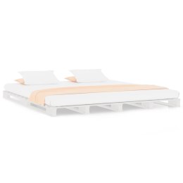 Łóżko z palet, białe, 120x200 cm, lite drewno sosnowe
