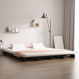 Łóżko z palet, czarne, 120x200 cm, lite drewno sosnowe