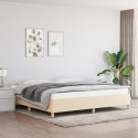 Rama łóżka, kremowa, 200x200 cm, obita tkaniną