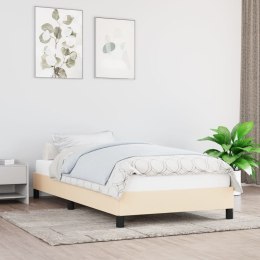 Rama łóżka, kremowa, 90 x 200 cm, tapicerowana tkaniną