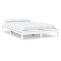 Rama łóżka, biała, 135x190 cm, podwójna, lite drewno sosnowe