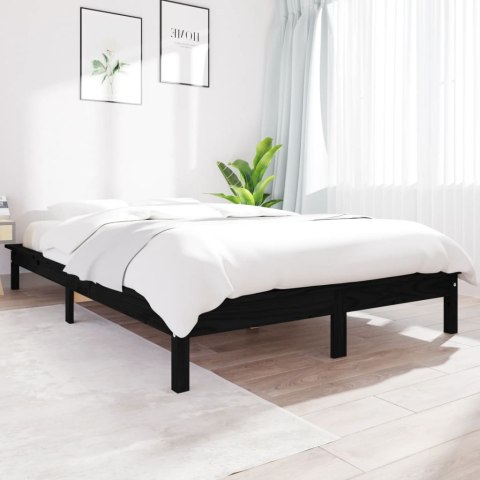 Rama łóżka, czarna, 140 x 190 cm, lite drewno sosnowe