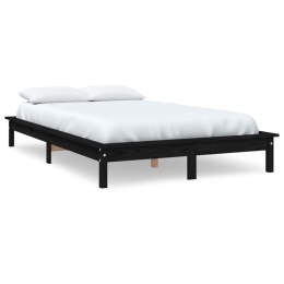 Rama łóżka, czarna, 140 x 190 cm, lite drewno sosnowe