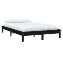 Rama łóżka, czarna, 140x200 cm, lite drewno sosnowe