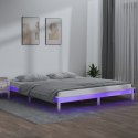 Rama łóżka z LED, biała, 180x200 cm, Super King, lite drewno