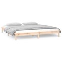 Rama łóżka z LED, szara, 135x190 cm, podwójna, lite drewno