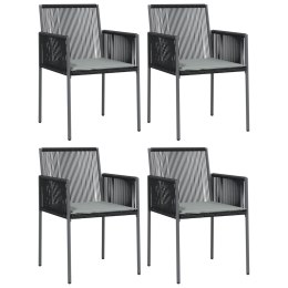 Krzesła ogrodowe z poduszkami, 4 szt., czarne, 54x60,5x83,5 cm