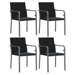 Krzesła ogrodowe z poduszkami, 4 szt., czarne, 56x59x84 cm