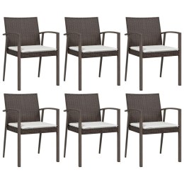 Krzesła ogrodowe z poduszkami, 6 szt., brązowe, 56,5x57x83 cm