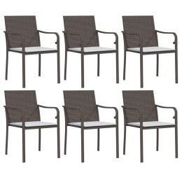 Krzesła ogrodowe z poduszkami, 6 szt., brązowe, 56x59x84 cm