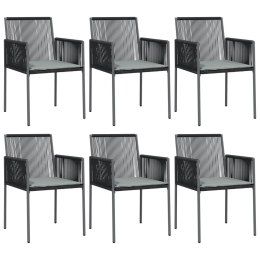 Krzesła ogrodowe z poduszkami, 6 szt., czarne, 54x60,5x83,5 cm
