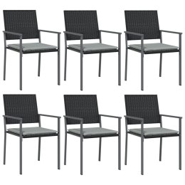 Krzesła ogrodowe z poduszkami, 6 szt., czarne, 54x62,5x89 cm