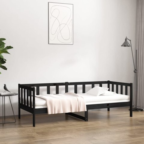 Łóżko dzienne, czarne, 80x200 cm, lite drewno sosnowe