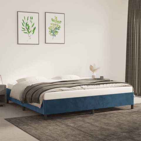 Rama łóżka, ciemnoniebieska, 200x200 cm, tapicerowana aksamitem
