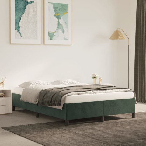 Rama łóżka, ciemnozielona, 140x190 cm, aksamitna
