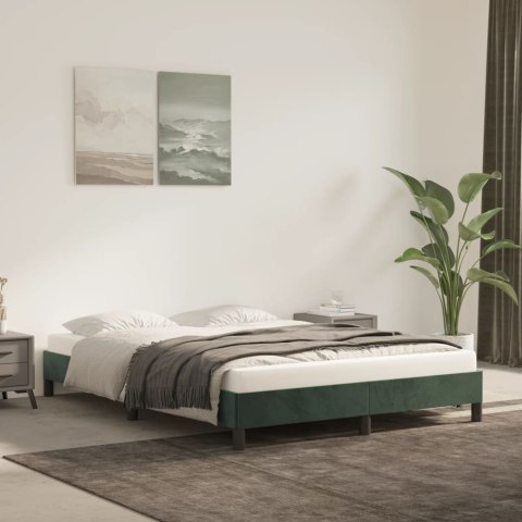 Rama łóżka, ciemnozielona, 140x200 cm, tapicerowana aksamitem