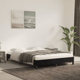 Rama łóżka, czarna, 140x190 cm, tapicerowana aksamitem