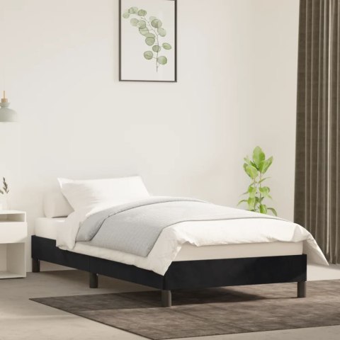 Rama łóżka, czarna, 90x200 cm, tapicerowana aksamitem