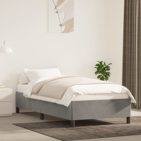 Rama łóżka, jasnoszara, 100 x 200 cm, tapicerowana aksamitem