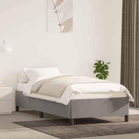 Rama łóżka, jasnoszara, 80 x 200 cm, tapicerowana aksamitem