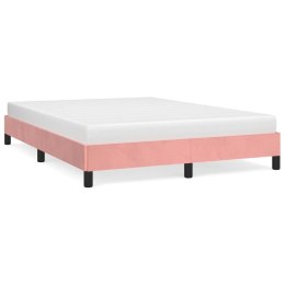 Rama łóżka, różowa, 140 x 200 cm, tapicerowana aksamitem
