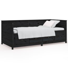 Łóżko dzienne, czarne, 100x200 cm, lite drewno sosnowe