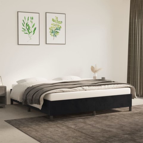 Rama łóżka, czarna, 160 x 200 cm, tapicerowana aksamitem