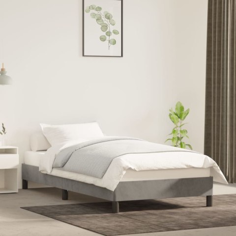 Rama łóżka, jasnoszara, 90 x 200 cm, tapicerowana aksamitem