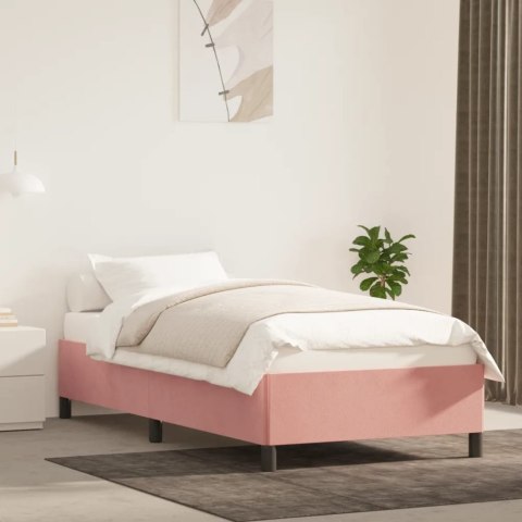 Rama łóżka, różowa, 100 x 200 cm, tapicerowana aksamitem