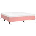 Rama łóżka, różowa, 160 x 200 cm, tapicerowana aksamitem