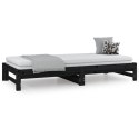 Łóżko rozsuwane, czarne, 2x(90x200) cm, lite drewno sosnowe