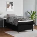 Łóżko kontynentalne, czarne, obite sztuczną skórą, 100x200 cm